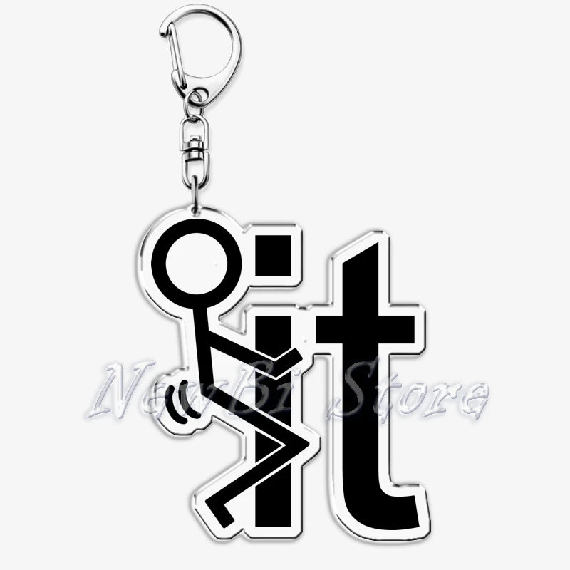 Funny Meme Stickman Keychain for Women Accessories Middle Finger Line Art Stick Figures Pendant Keying Jewelry Friends Fans Gift
