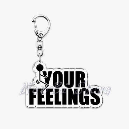 Funny Meme Stickman Keychain for Women Accessories Middle Finger Line Art Stick Figures Pendant Keying Jewelry Friends Fans Gift