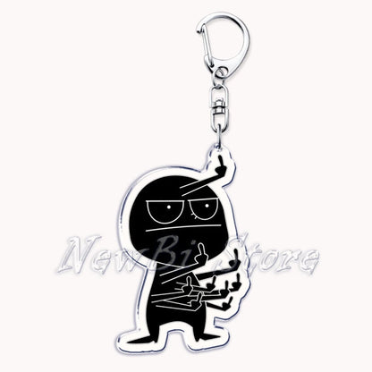 Funny Meme Stickman Keychain for Women Accessories Middle Finger Line Art Stick Figures Pendant Keying Jewelry Friends Fans Gift