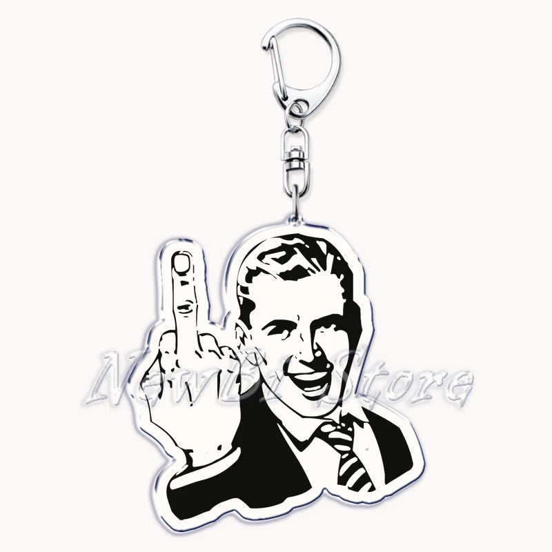 Funny Meme Stickman Keychain for Women Accessories Middle Finger Line Art Stick Figures Pendant Keying Jewelry Friends Fans Gift