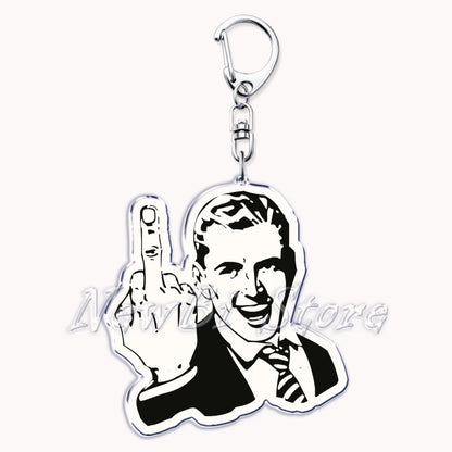 Funny Meme Stickman Keychain for Women Accessories Middle Finger Line Art Stick Figures Pendant Keying Jewelry Friends Fans Gift