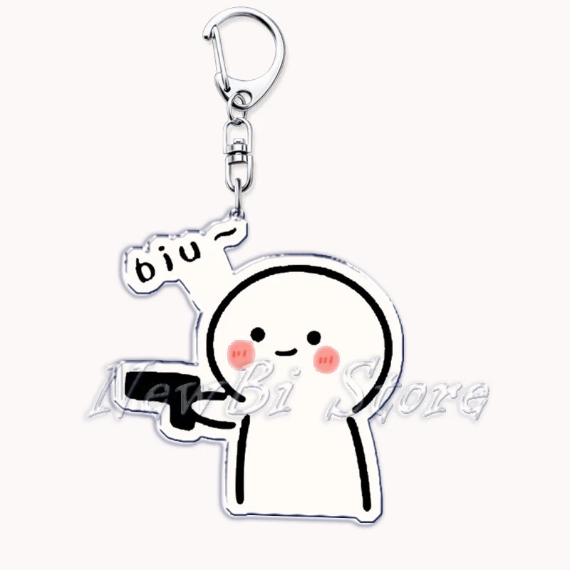 Funny Meme Stickman Keychain for Women Accessories Middle Finger Line Art Stick Figures Pendant Keying Jewelry Friends Fans Gift