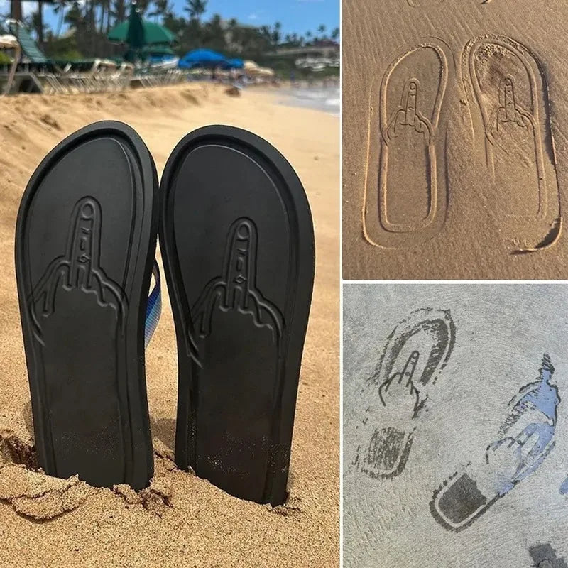 Troll Flops — Middle Finger Sandprint Flip Flops