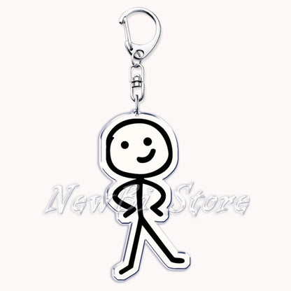 Funny Meme Stickman Keychain for Women Accessories Middle Finger Line Art Stick Figures Pendant Keying Jewelry Friends Fans Gift