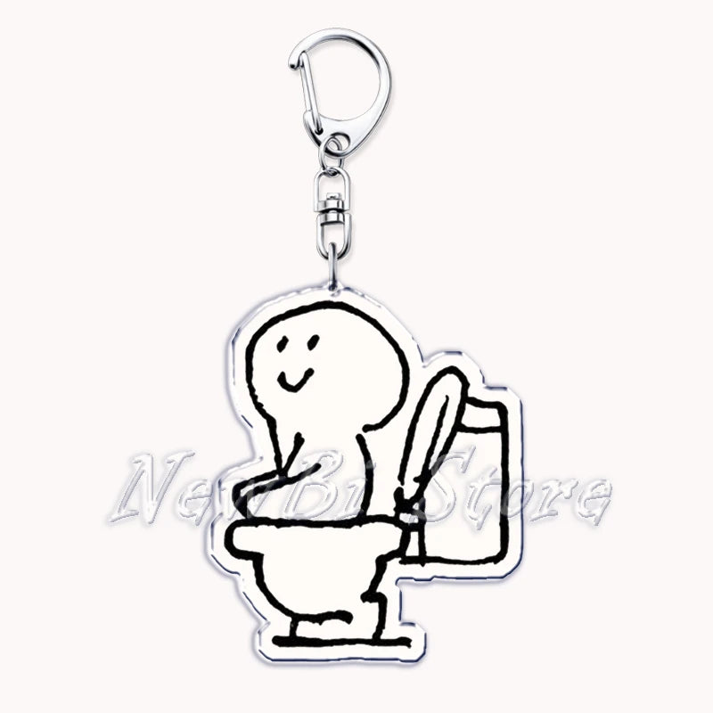 Funny Meme Stickman Keychain for Women Accessories Middle Finger Line Art Stick Figures Pendant Keying Jewelry Friends Fans Gift