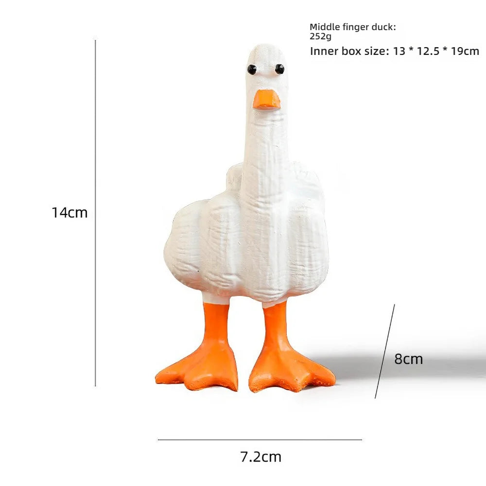 Duck You Gesture Resin Statue - Funny Middle Finger Novelty Decor for Office Desk, Humorous Gift for Colleagues, Animal Satire