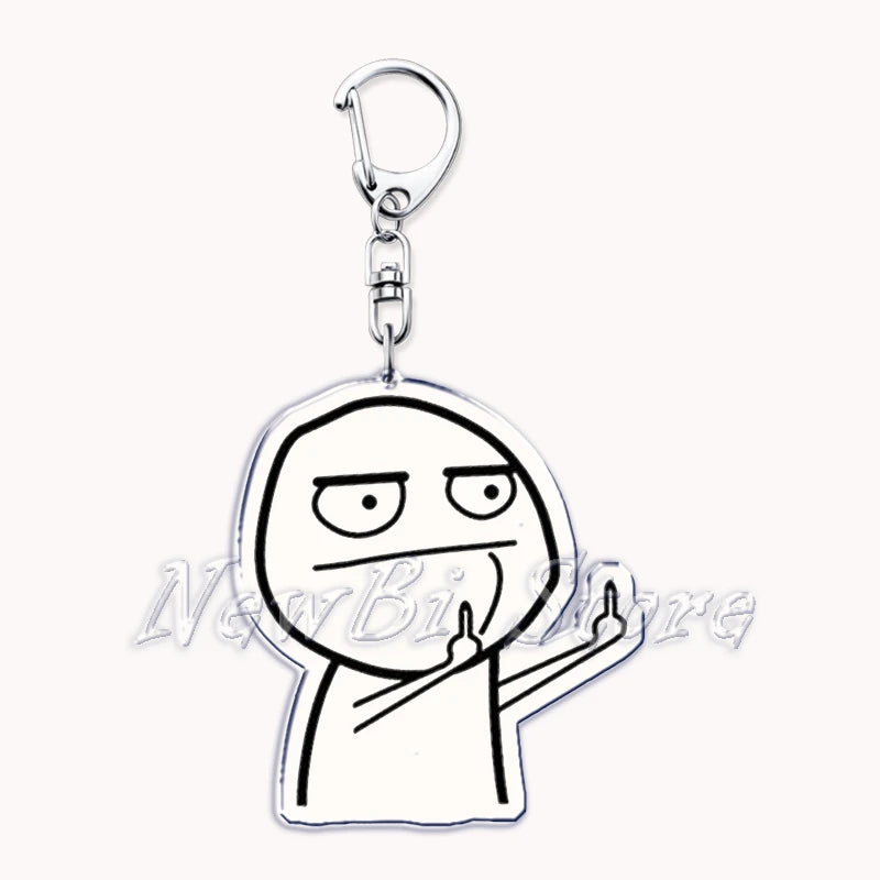 Funny Meme Stickman Keychain for Women Accessories Middle Finger Line Art Stick Figures Pendant Keying Jewelry Friends Fans Gift