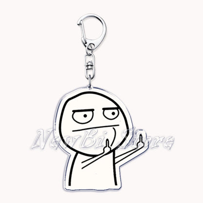 Funny Meme Stickman Keychain for Women Accessories Middle Finger Line Art Stick Figures Pendant Keying Jewelry Friends Fans Gift