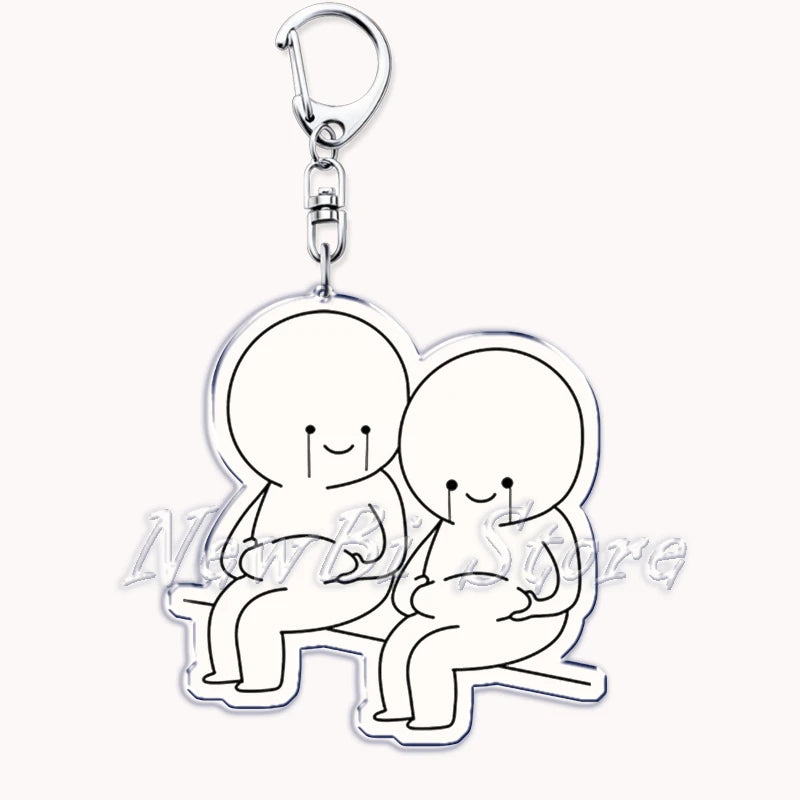 Funny Meme Stickman Keychain for Women Accessories Middle Finger Line Art Stick Figures Pendant Keying Jewelry Friends Fans Gift