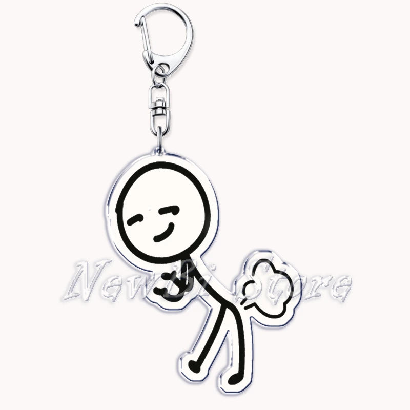 Funny Meme Stickman Keychain for Women Accessories Middle Finger Line Art Stick Figures Pendant Keying Jewelry Friends Fans Gift