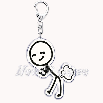 Funny Meme Stickman Keychain for Women Accessories Middle Finger Line Art Stick Figures Pendant Keying Jewelry Friends Fans Gift