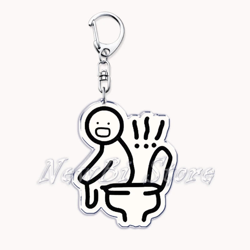 Funny Meme Stickman Keychain for Women Accessories Middle Finger Line Art Stick Figures Pendant Keying Jewelry Friends Fans Gift