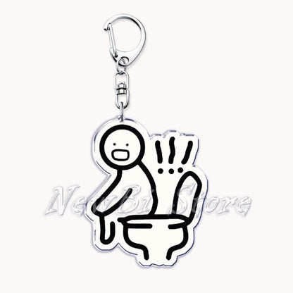 Funny Meme Stickman Keychain for Women Accessories Middle Finger Line Art Stick Figures Pendant Keying Jewelry Friends Fans Gift