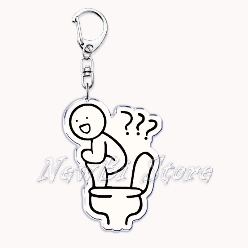 Funny Meme Stickman Keychain for Women Accessories Middle Finger Line Art Stick Figures Pendant Keying Jewelry Friends Fans Gift