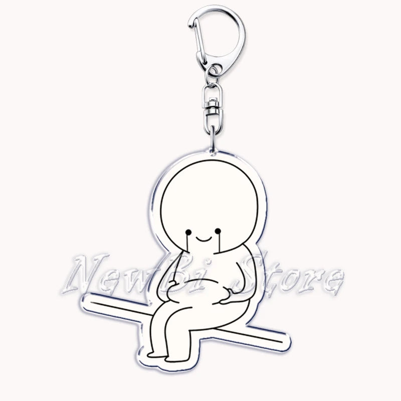 Funny Meme Stickman Keychain for Women Accessories Middle Finger Line Art Stick Figures Pendant Keying Jewelry Friends Fans Gift